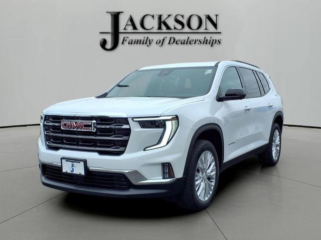 2026 GMC Acadia Elevation in Summit White — front three-quarter view